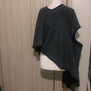 Elegant Black and Gray Women's High Low or Asymmetrical Shawl Soft & Warm XL